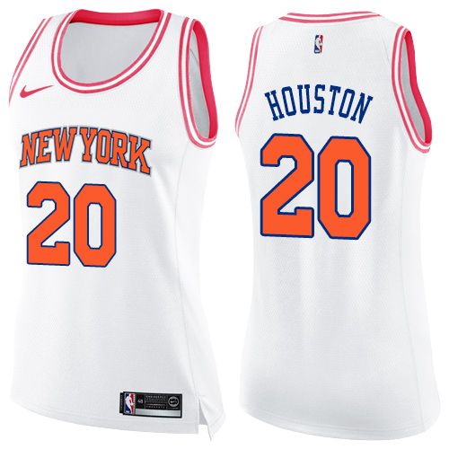 Nike Knicks #20 Allan Houston White/Pink Women's NBA Swingman Fashion Jersey